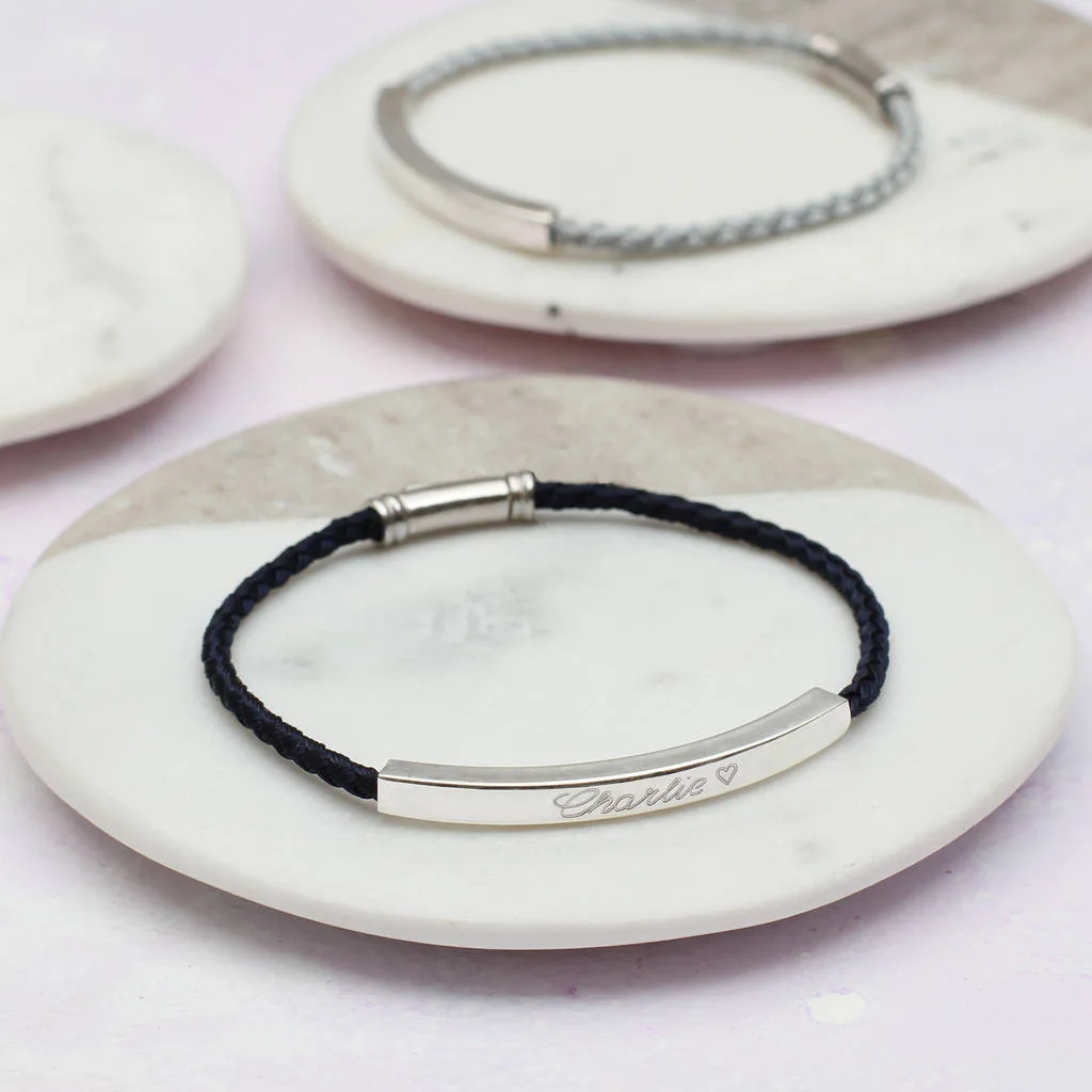 

Personalized Bangle Metal Dragon Scale Rope Bracelet Men Customize Engraving Bracelets Stainless Steel Custom Name Bracelet Male
