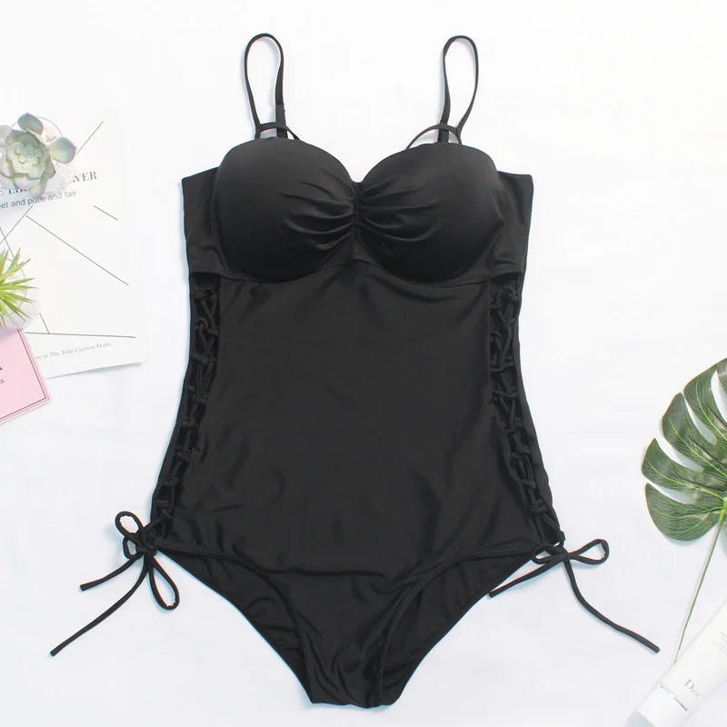 New Women's One-piece Swimsuit Large Plus Fat Cross Tie Sexy One-Piece Swimsuit Bikini Large Size XL—XXXXL