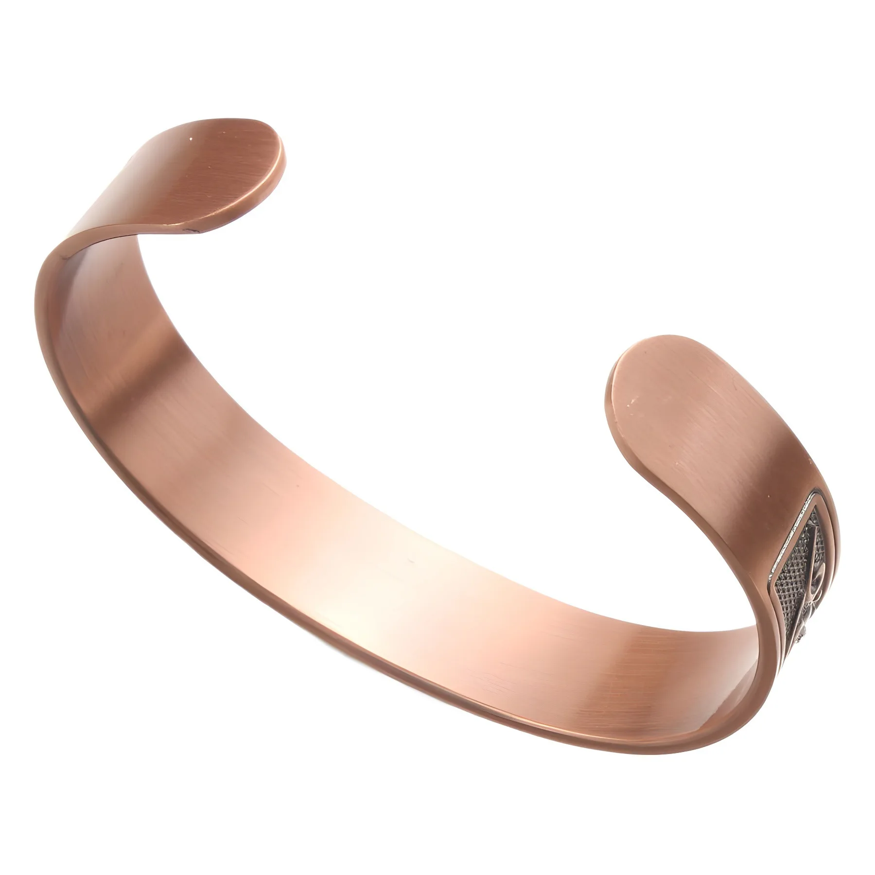Pure Copper Neodymium Magnet Open Cuff Bracelet Vintage Plum Zirconia 3500 Gauss Magnetic Therapy Bangles