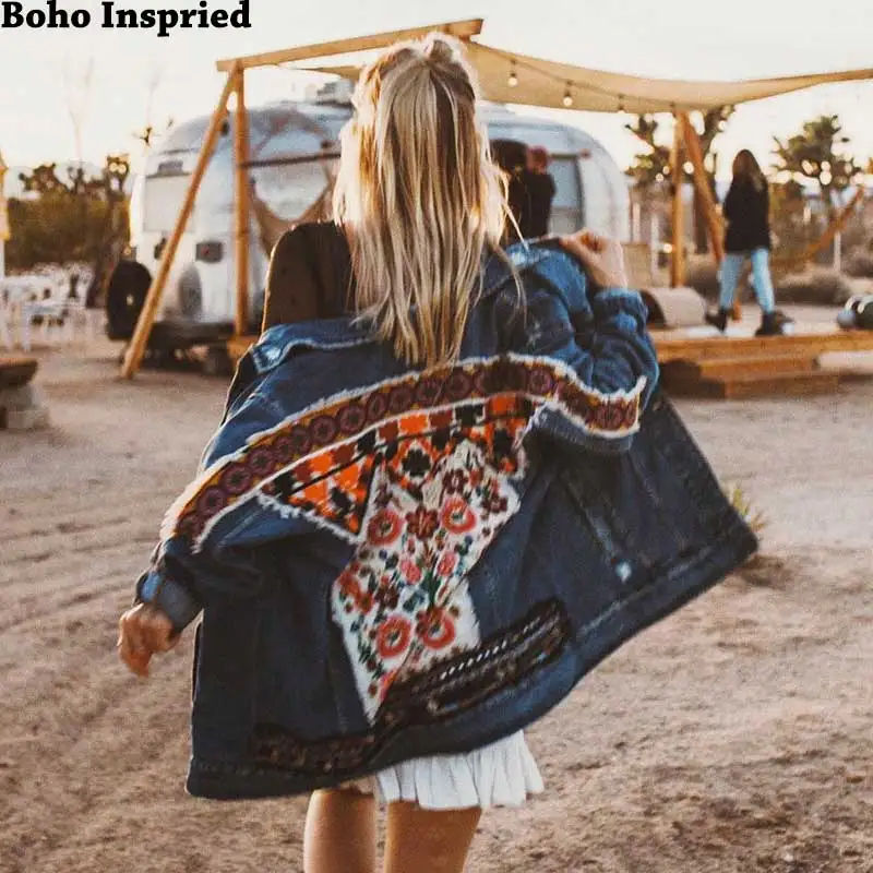 INspired chaqueta vaquera con adornos para mujer, abrigo étnico hippie prendas de vestir, otoño e 2022|chaquetas básicas| - AliExpress