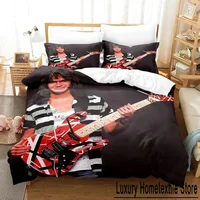 3D Print Eddie Van Halen Bedding Set Duvet Cover Bed Set Quilt Cover Pillowcase Comforter king Queen Size Boys Adult 1
