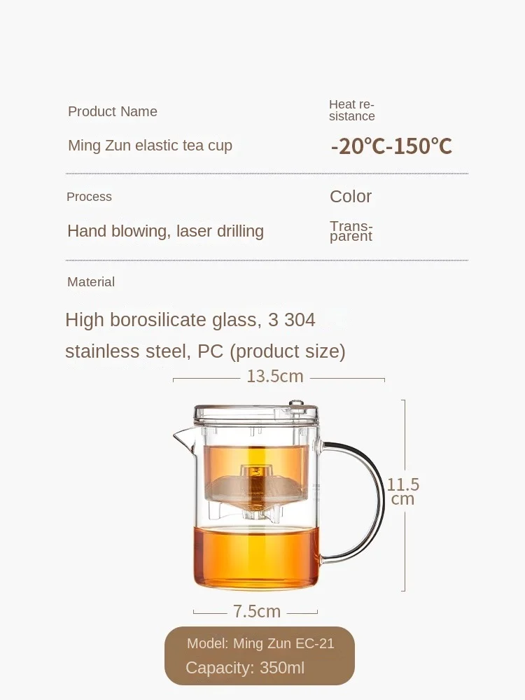 Sama DOYO SAMA EC-21 Kung Fu Teapot & Mug 350ml SAMA Teapot Samadoyo Tea Pot Heat Resistant Glass
