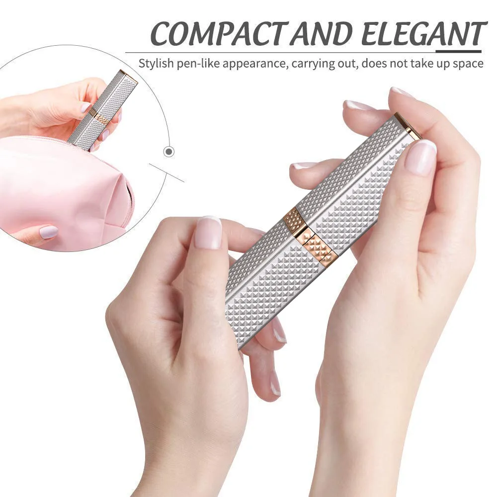 1pc Rechargeable 2-in-1 Eyebrow Razor and Hair Shaver with LED Light-Painlessly Remove Peach Fuzz, Facial Hair, Eyebrows, Lips