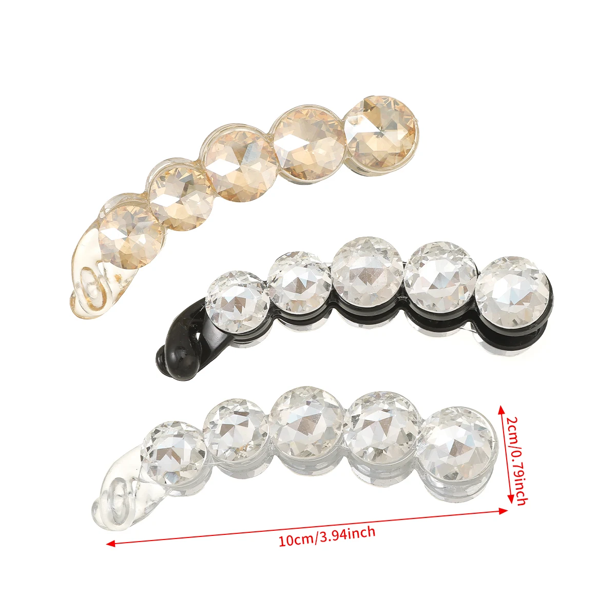 Pearl Rhinestone Banana Clip Hairpin Women Ponytail Vertical Clip Headwear Fashion Hair Accessories Festival Gift Dating Clip
