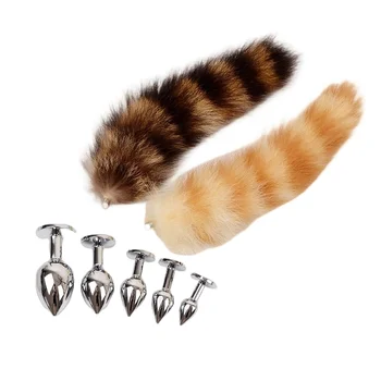 Accessori per giochi erotici di coda piccola in pelliccia di animale carino con Plug anale in metallo liscio staccabile per coppia che flirta con i giocattoli del sesso anale
