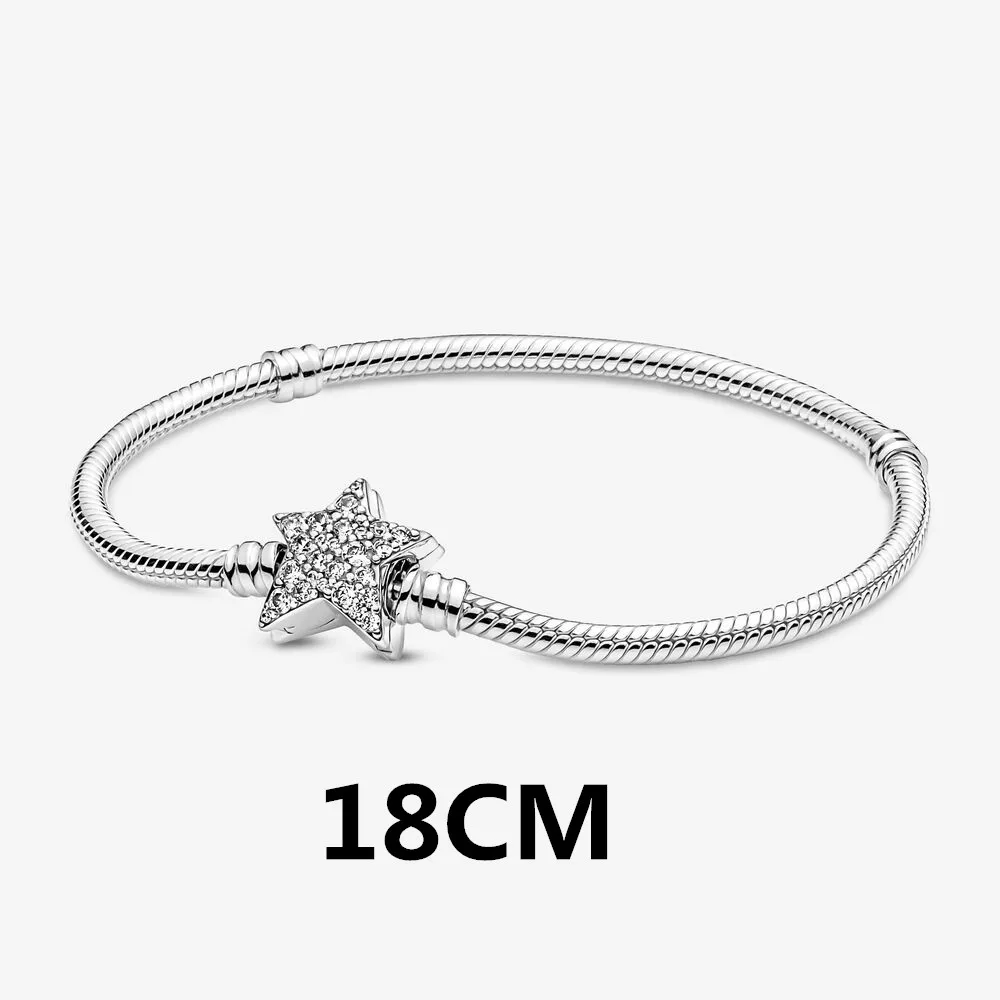 2022 Hot Sale 925 Sterling Silver 18 models Zircon Safety chain Charms Bead Fit Original Pandora Bracelets Charm Dangle DIY