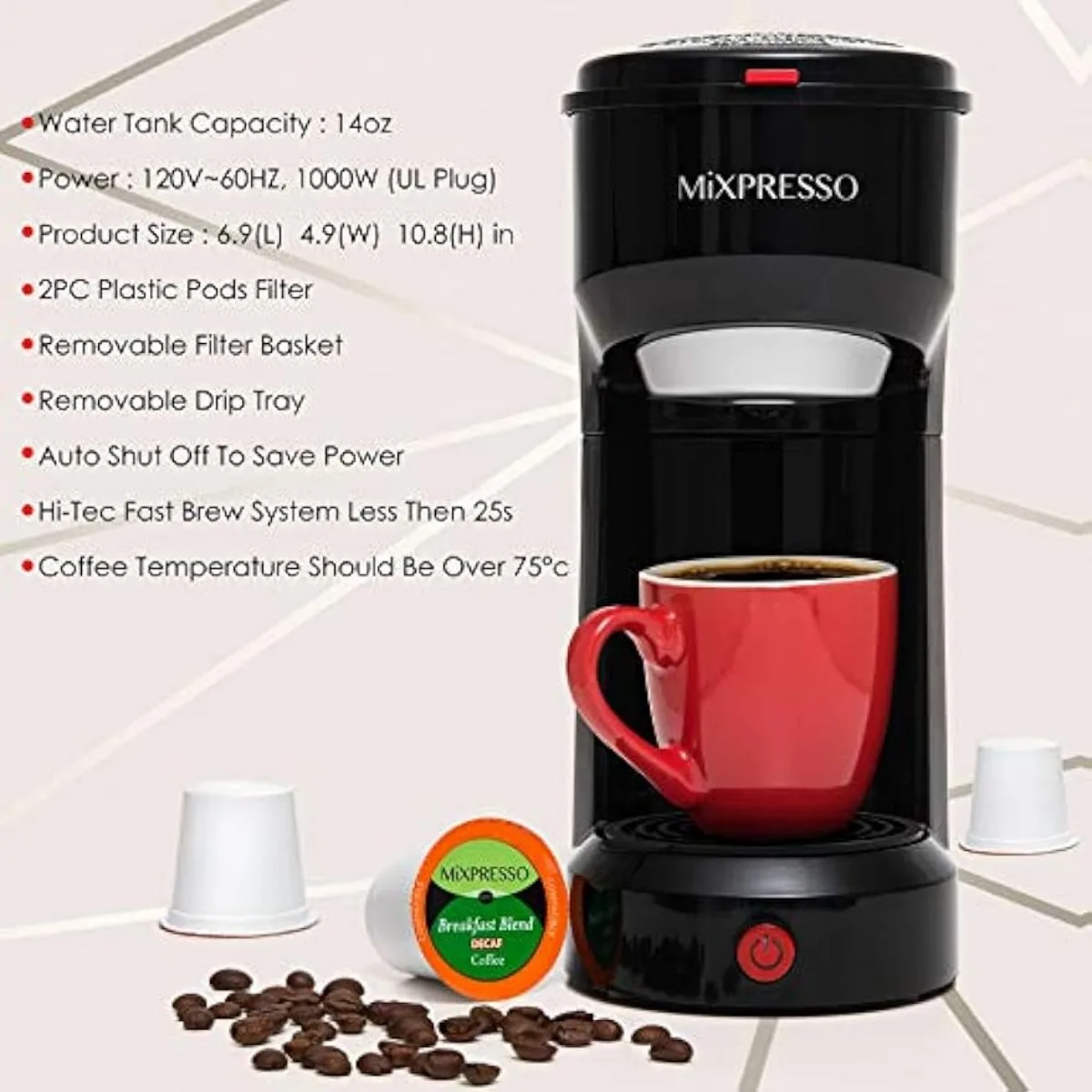 2 in 1 Coffee Brewer, Single Serve and K Cup Compatible & Ground Coffee,Compact Size Mini Coffee Maker | USA | NEW 4