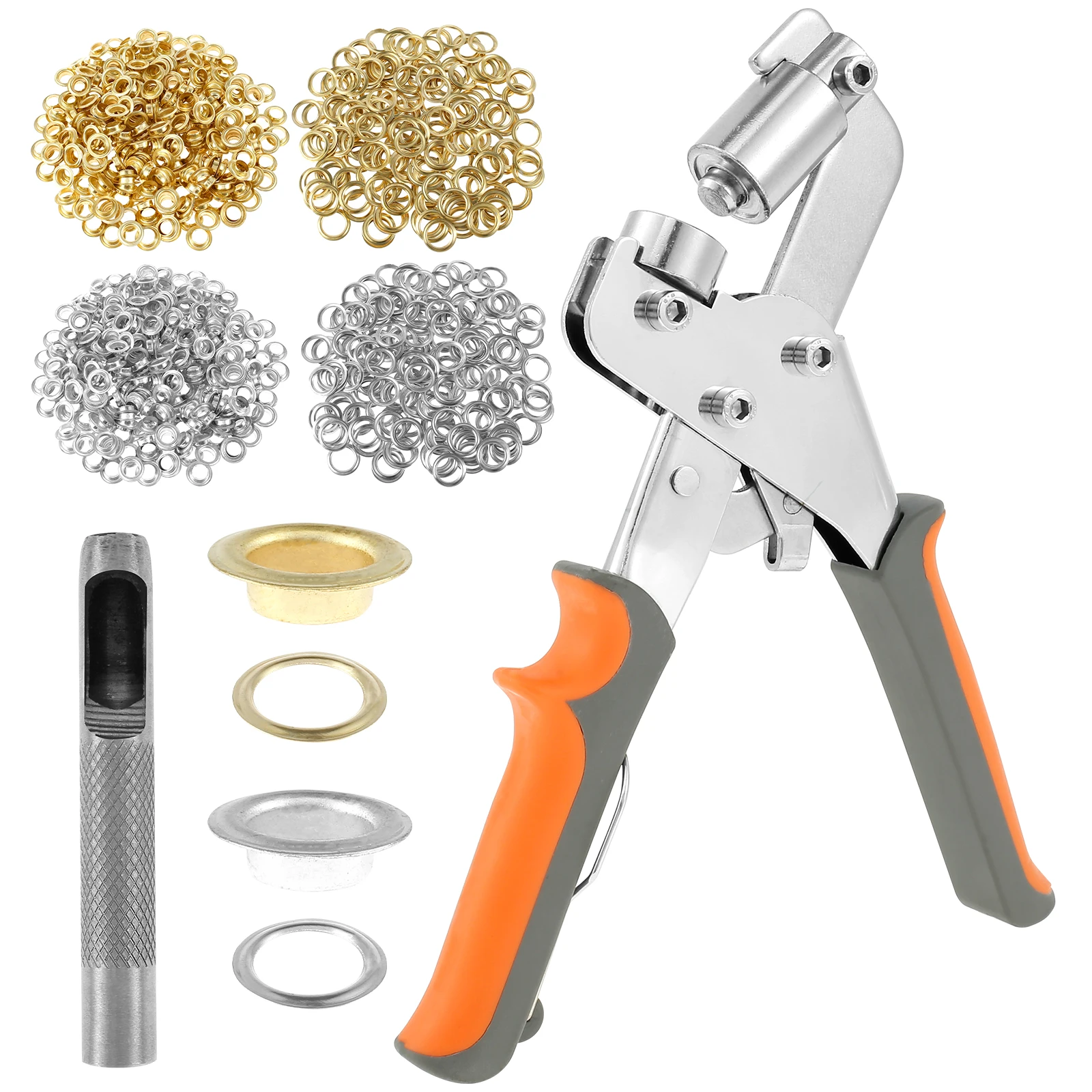 Grommet Tool Kit Handheld Hole Punch Pliers Grommet Hand Press Machine Manual Puncher with 500 Sets Metal Eyelets Grommets Kit 4 sets balance suspension ball blowing machine parent child children’s toys wood