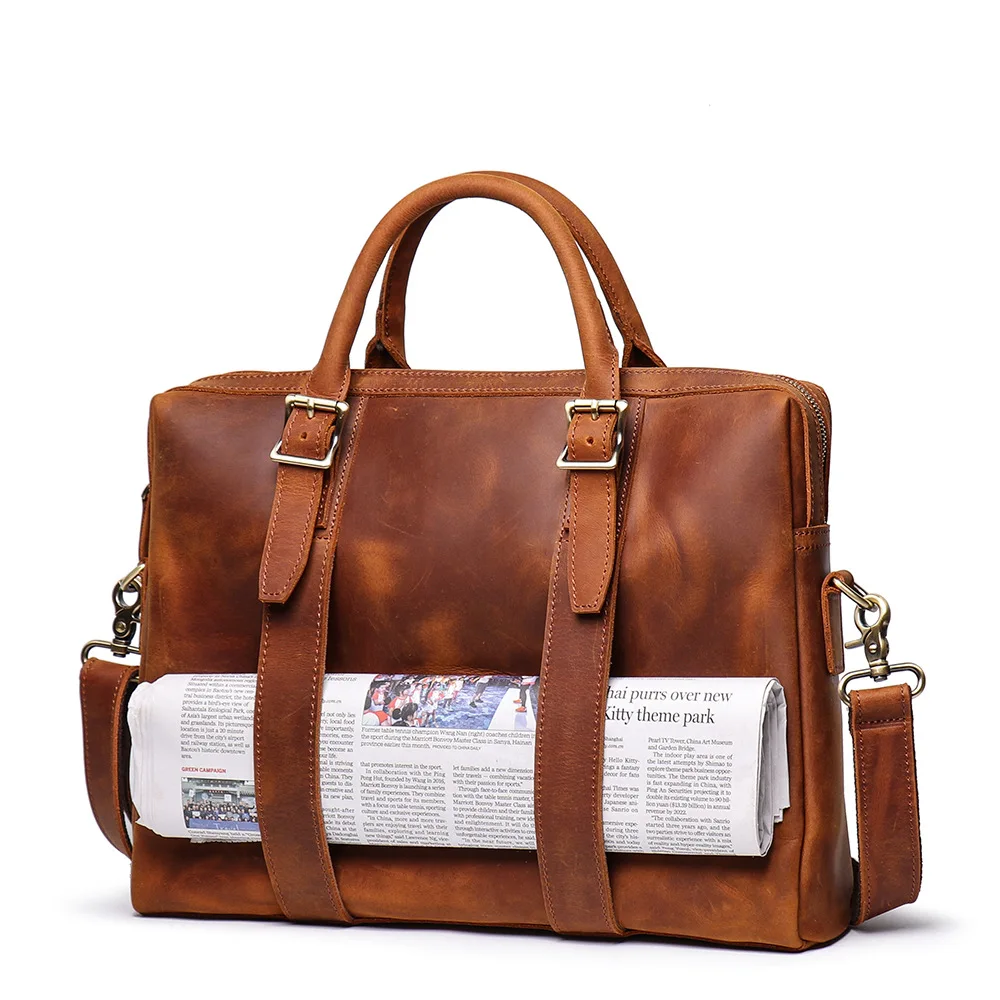 Stylish Men's Chest Bag, Genuine Leather Crossbody Bag with Large Capacity for Laptop and Documents