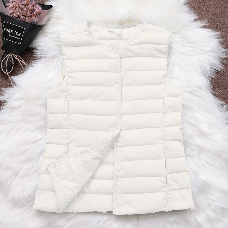 Ultra Light White Duck Down Vest Coat Parkas Autumn Winter Women Sleeveless Waistcoat Warm Puffer Jacket Ladies Short Tank Tops - 4