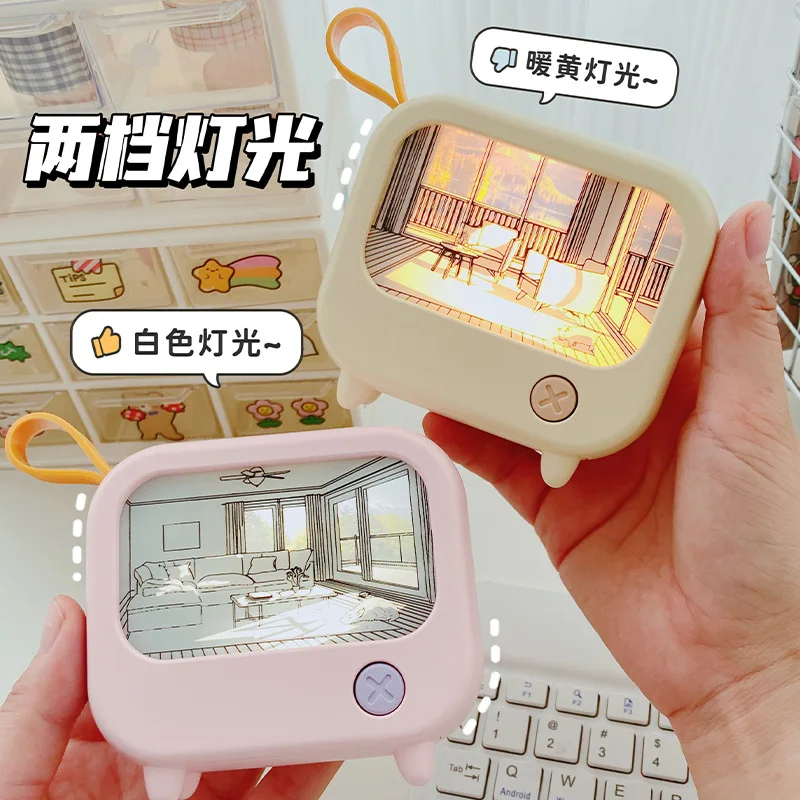 

Mini TV Painting Night Light Led Light Painting Ornament Cute Table Lamp Aesthetic Room Decor TV Desktop Decor Birthday Gift