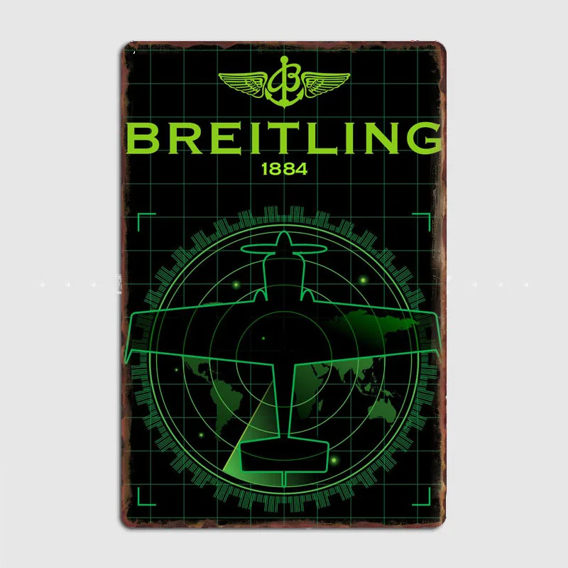 Breitling Retro Airplane Metal Sign Poster Garage Living House Room Wall Decor Cinema Living Custom Tin Vintage Home Decoration