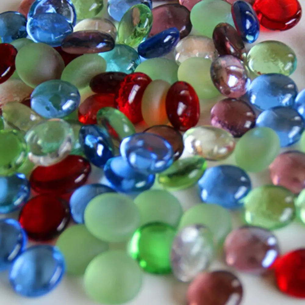Fish Tank Ornaments Fish Tank Decorations Aquarium Ornaments 100g Gift Crystal Pebbles Flat Craft Accessories Marbles Mixed Color Beads Fish Tank Glass Stones