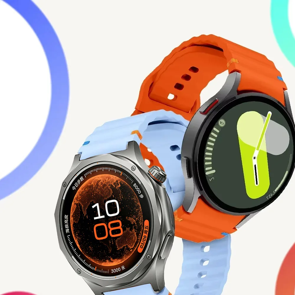 Wave Thread Silicone Strap - Comfortable and Durable Silicone Watch Band, Adjustable 18/20/22mm, Fits Various Smartwatches
