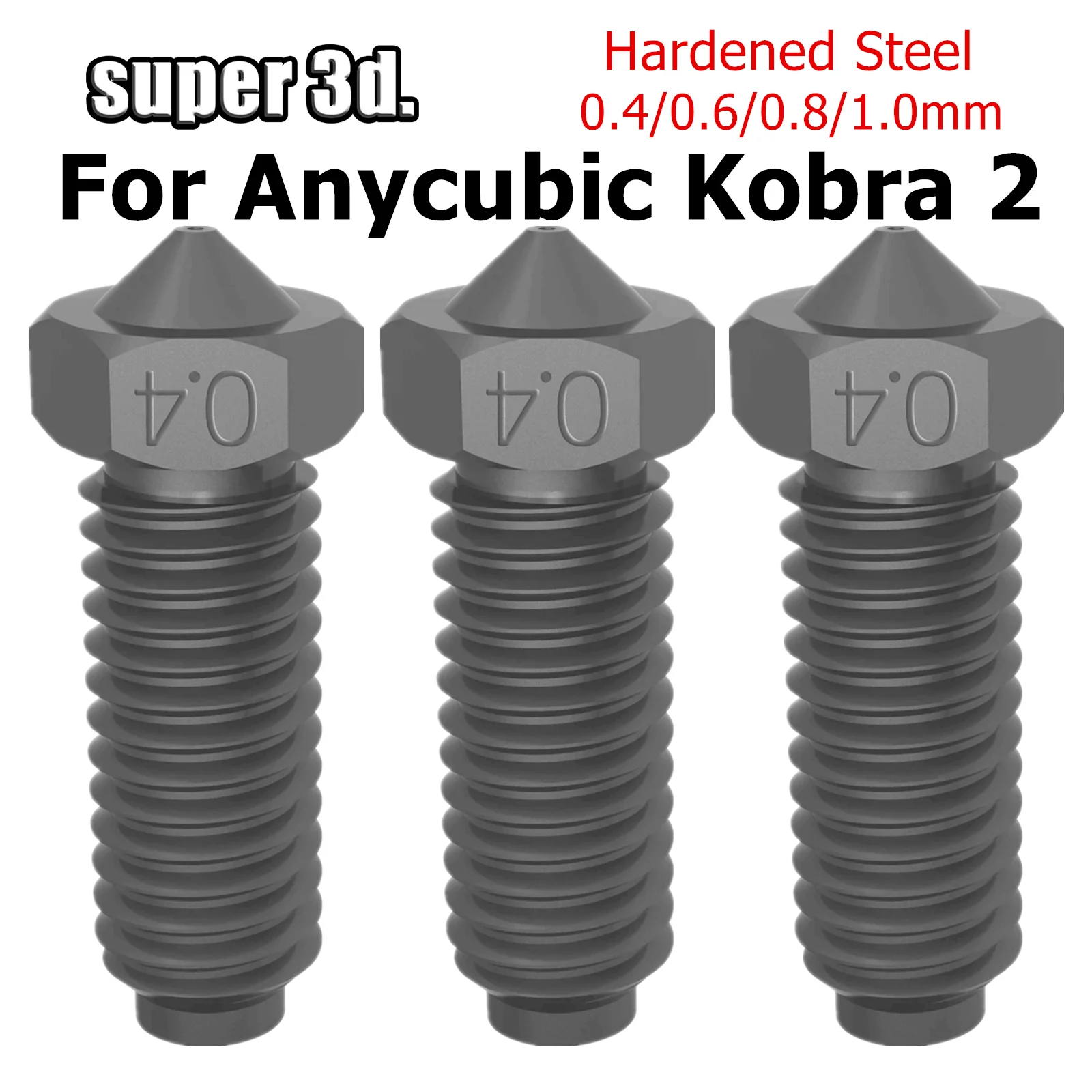 Per Anycubic Kobra 2 Ugello In Acciaio Temprato 0.4/0.6/0.8/1.0Mm 1.75Mm Per Parti Della Stampante 3D Serie Kobra 2 Pro/Max/Plus 0.4 Ugelli