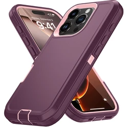 Ultimate Shockproof Defender Phone Case - Enhanced Protection and Sleek Design - iPhone 13 Pro (Wine Red - Pink)