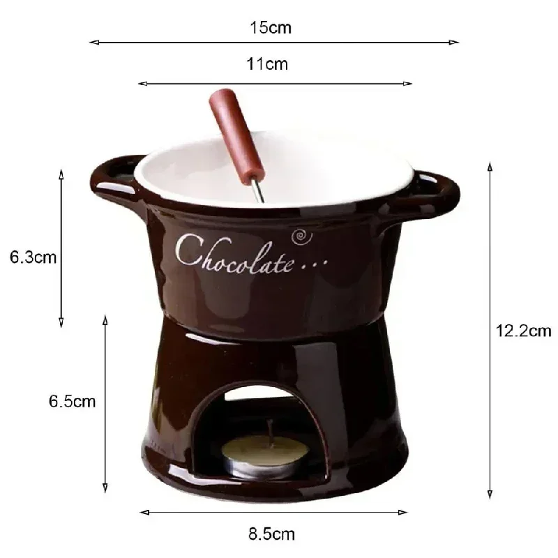 Hot Ceramic Chocolate Chafing Dish Cup with Fork Candle Pot Melting Chocolate Mug Tableware Creative Household Drinking Utensils