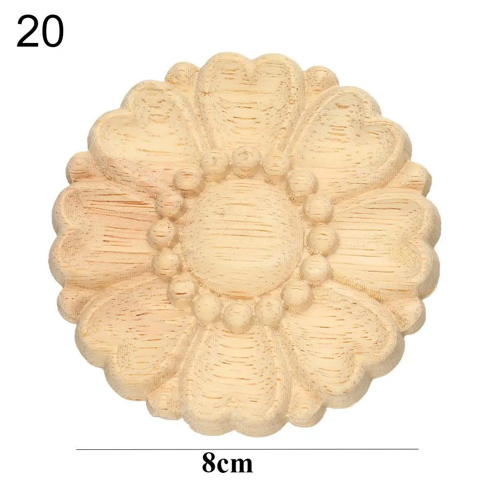 Natural Floral Carved Wooden Decorative Figurine Craft Frame and Corner Applique