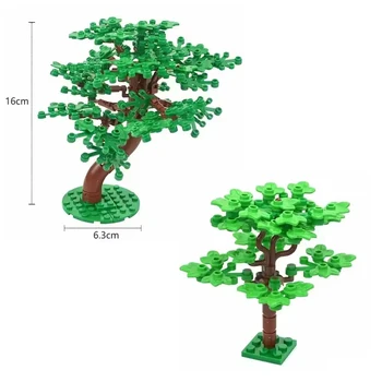 MOC Plants Accessories Bricks 3471 2435 6064 3778 City House Trees Pine Prickly Bush Green Grass Military Building Bricks Toys 2