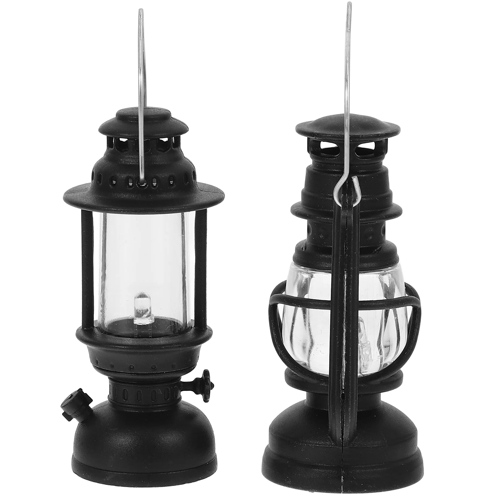 

2 Pcs Retro Kerosene Lamp Dolly House Decoration Tiny Decorations for Home Mini Light Decorative Prop Vintage Miniature