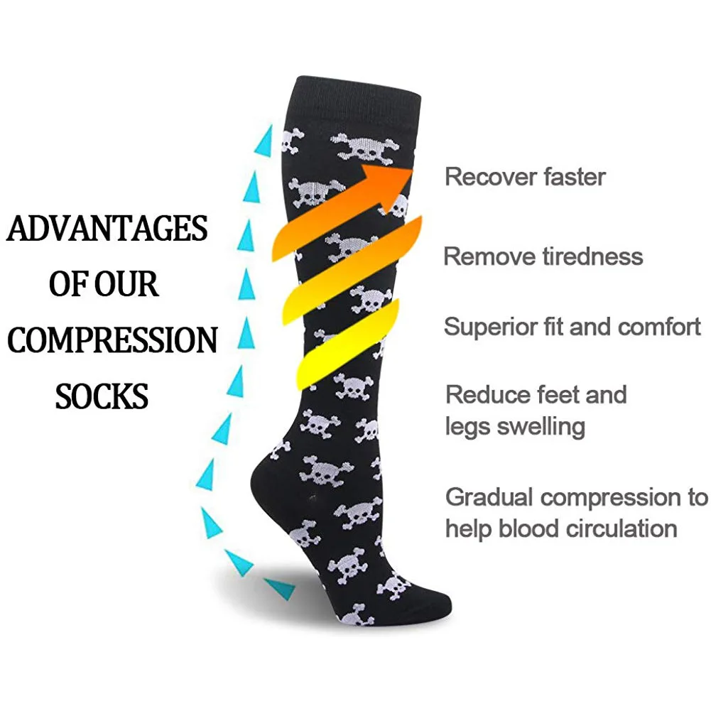 Varicocele Socks Compression Socks Christmas Halloween Skull Bone