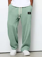 Pantalon de survêtement pour homme, tendance printemps-automne, coupe ample, extensible, jambe droite. Tissu gaufré. Pantalon décontracté sportif micro-extensible 5