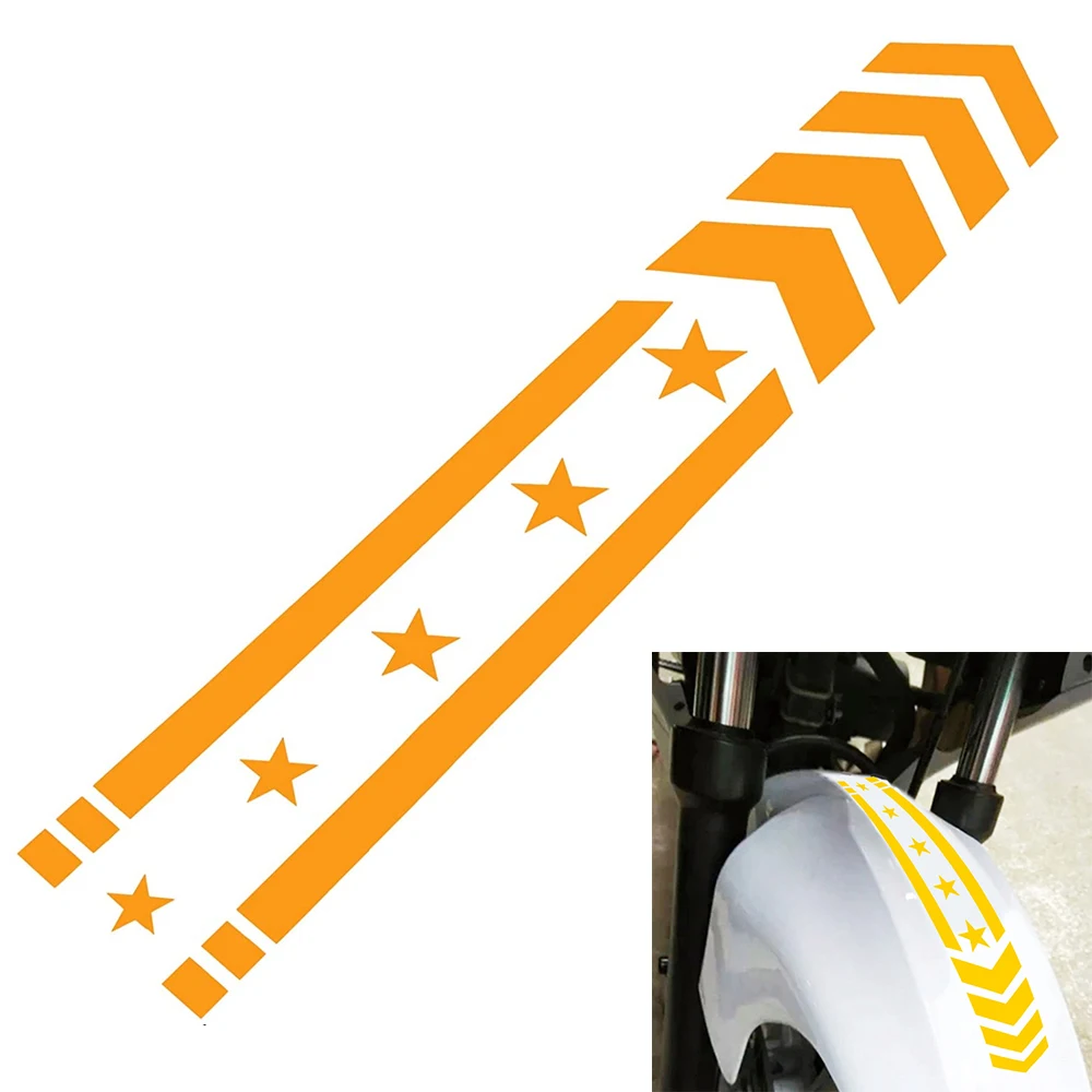 2PCS Motorcycle Front Fender Arrow Reflective Stickers, Motorbike Night  Visibility Safety Warning Mudguard Tape Strips, Waterproof Universal  Reflective Decals Decoration Accessories (Yellow) - Yahoo Shopping