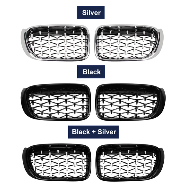 One Pair Car Front Grille Racing Grills Diamond Kidney Grilles For BMW X3  X4 F25 F26 2014 2015 2016 2017 Chrome Meteor Style - AliExpress