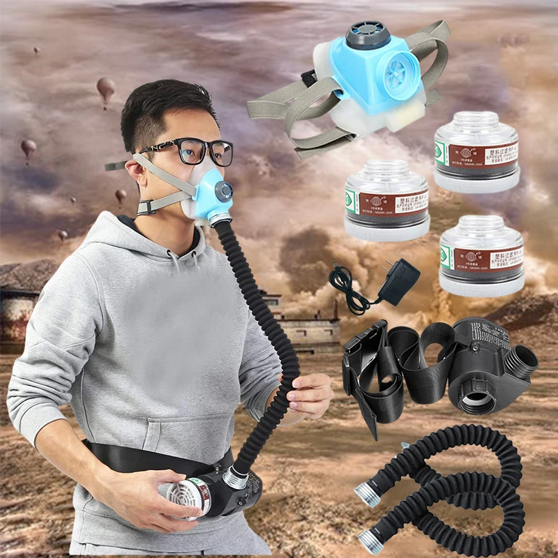 New High Quality Portable Air Respirator 8 in 1 Electric Air Supply System Dust Mask Coal Mine Industrial Dust Half Mask
