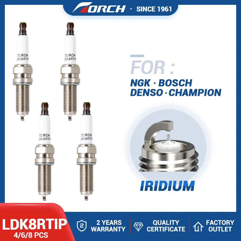 4-8 Uds vela de iridio TORCH LDK8RTIP F4J16-3707010AB F4J16-3707010AC reemplazar para Denso SXU22HDR8 Champion RER6WYPB YR5NI332S