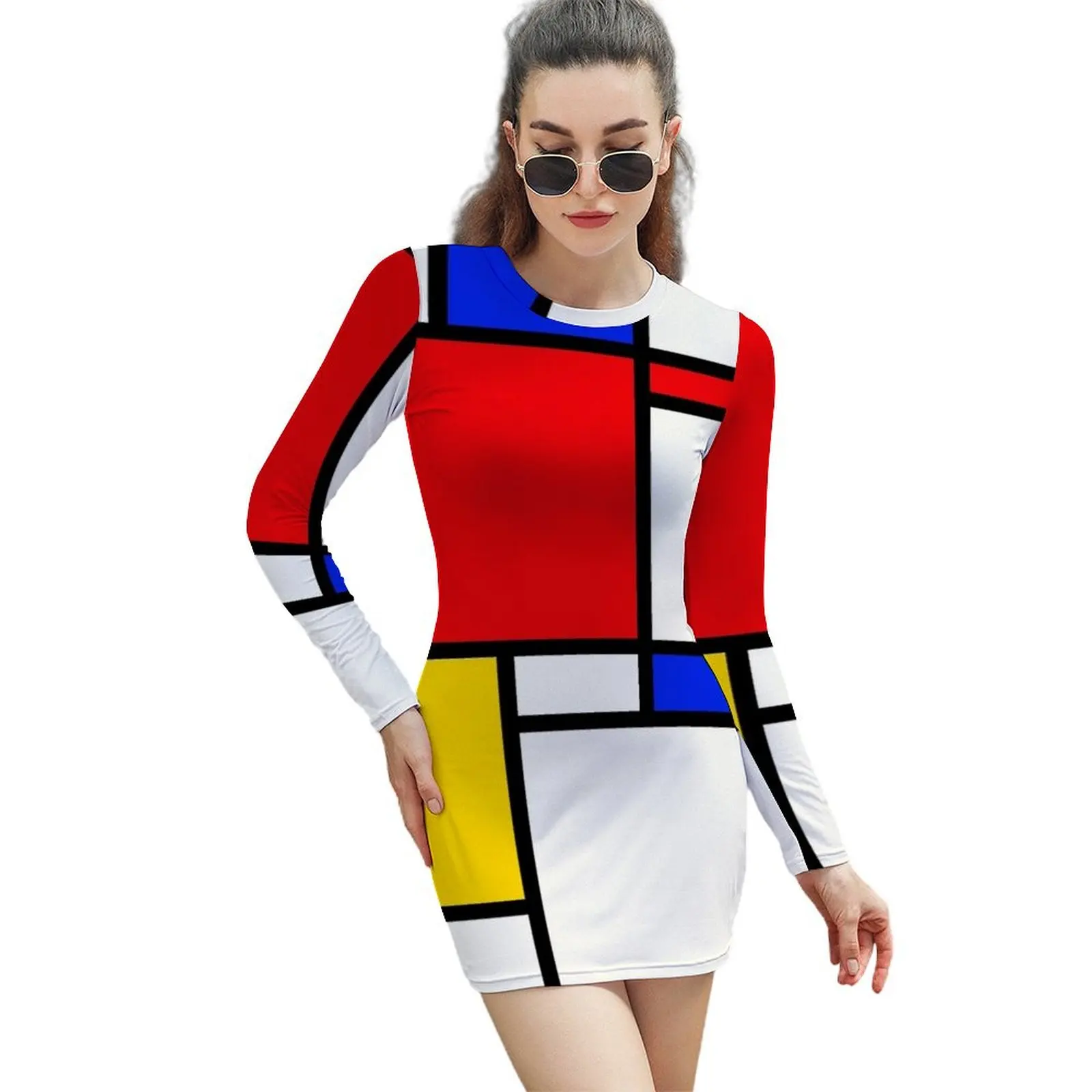 

Mondrian Long-Sleeved Sheath Dress summer dress woman 2024 trendy women dress