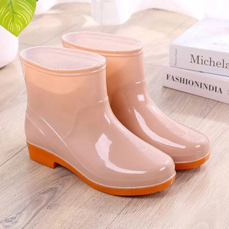 מגפי גשם לנשים עמידים למים נעלי עבודה מונעות החלקה אביב סתיו חורף חיצוני לבישים מגפיים להחליק עמידים מגפי גומי עמידים