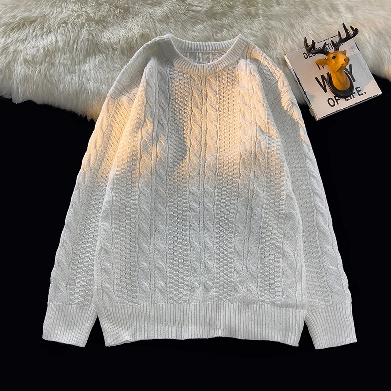 2023 Men Cotton Sweater Autumn Winter Soft Warm Jumper Robe Hombre Pull Homme Hiver Pullover O-Neck Knitted Sweaters Z17