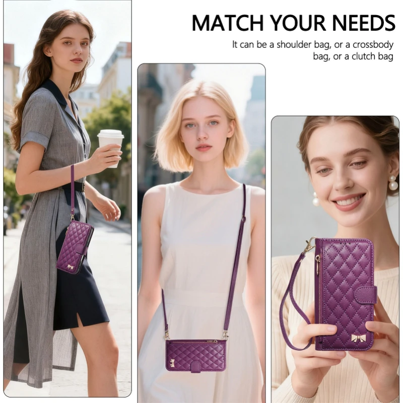Crossbody Flip Wallet Case with Card Slots and Strap - Versatile Stand Phone Cover