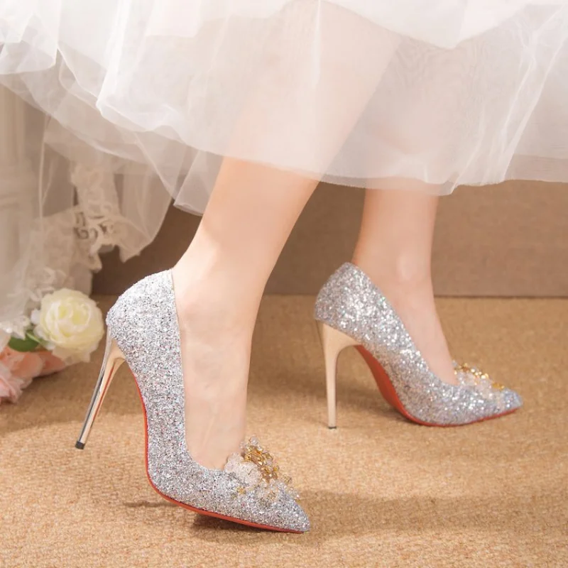 Wedding Accessories - Pearl and Crystal Rose Gold Bridal Shoe