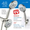 High Pressure 48-setting Rain & Handheld 3-way Shower Head Combo - Anti-clog Nozzles/Tub, Tile & Pet Power Wash/Extra Long 6 ft. 4