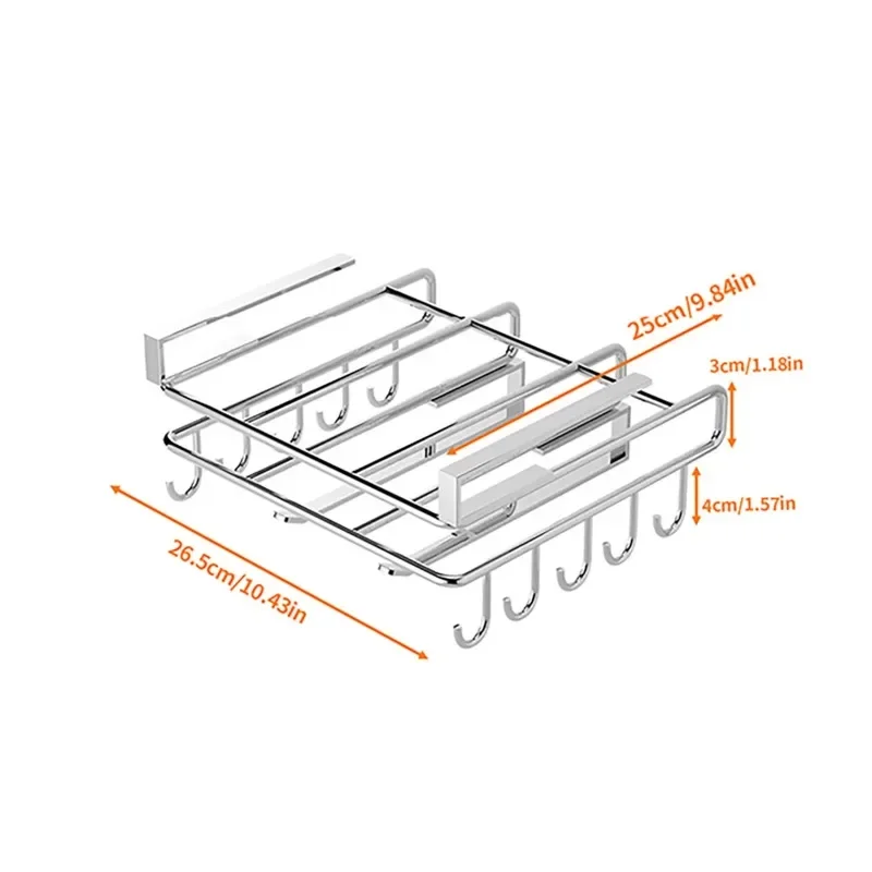 Installation-free Kitchen Cabinet Under Shelf No-Punch Large Capacity Storage Board Pot Cover Holder Towel Tissue Storage Rack