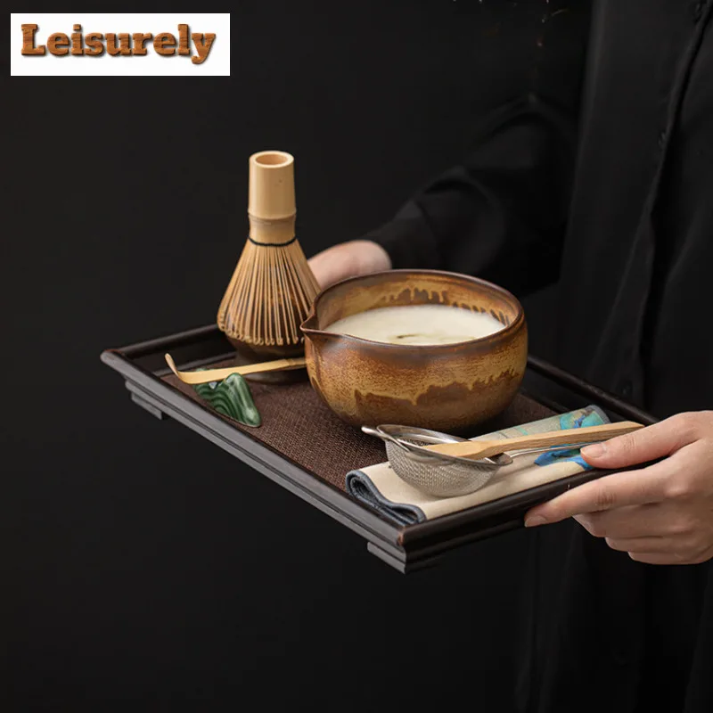 Ancient Kiln Change Ceramic Japanese Matcha Bowl Whisk Holder Set Temperature Resistant Matcha Tea Bowl Set With Spout For Trip