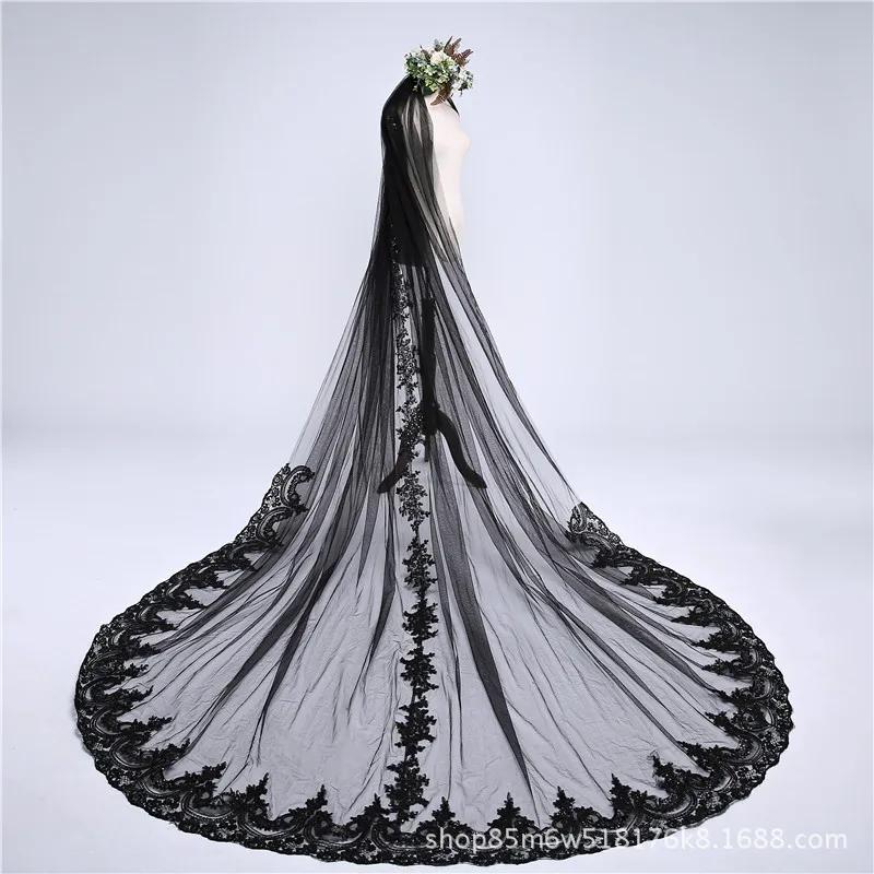 

Black Wedding Bridal Veils Two One Layer Short Lace Bridal Veil With Comb Bridal Wedding Dresses Hair Accessories 300cm*300cm