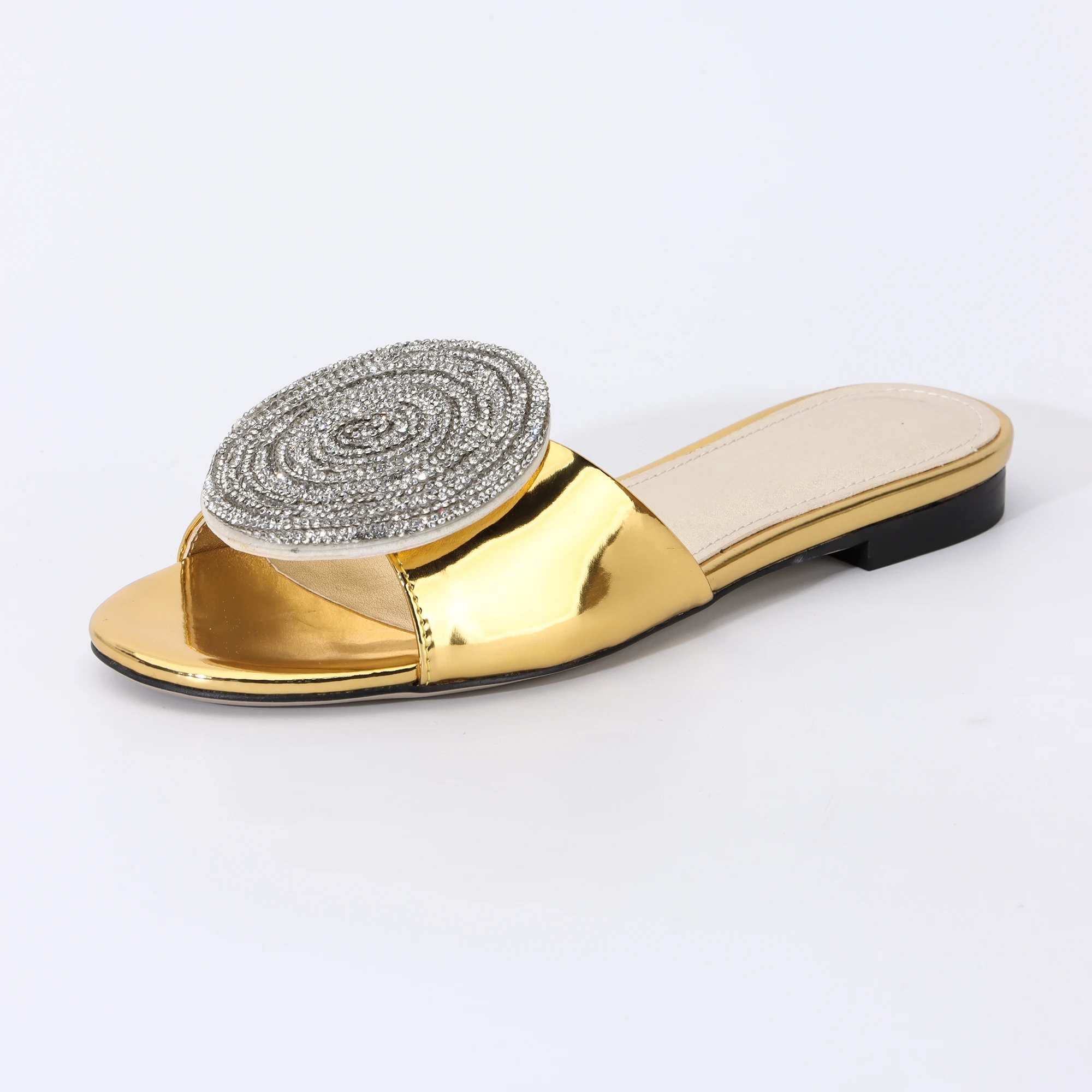 Designer Shoes for Women Rhinestone Slippers Summer Flat Sandals 2023 Gold Classic funny Slides Women High Quality Luxury 2024