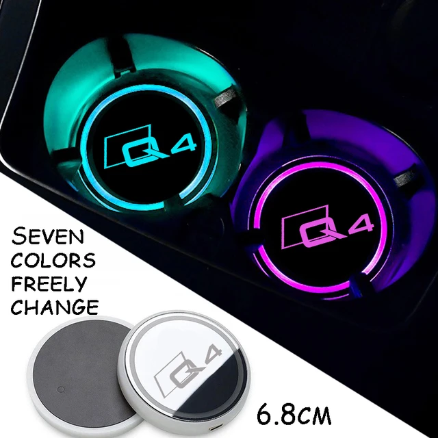 2Pcs Luminous Car Water Cup Coaster LED Drink Holder Mats For Audi