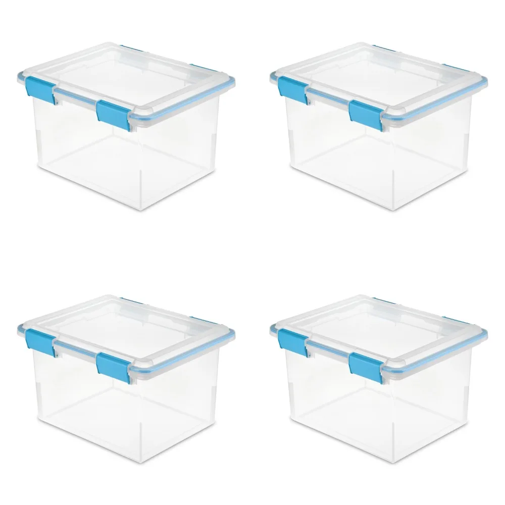 

Sterilite 32 Qt Gasket Box Clear Base and Lid Blue Aquarium Set of 4