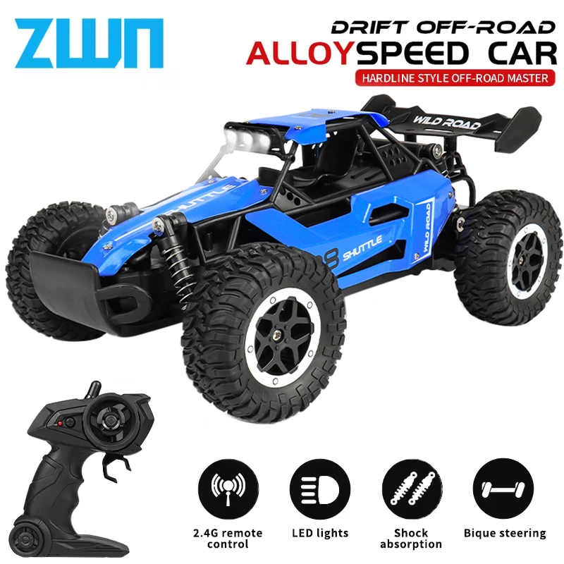 Remote Control Car ZWN 1:16 2.4Gh Model RC Car LED Lights 2WD Off-road Climbing Vehicle Outdoor Toys Boys Girls Gifts