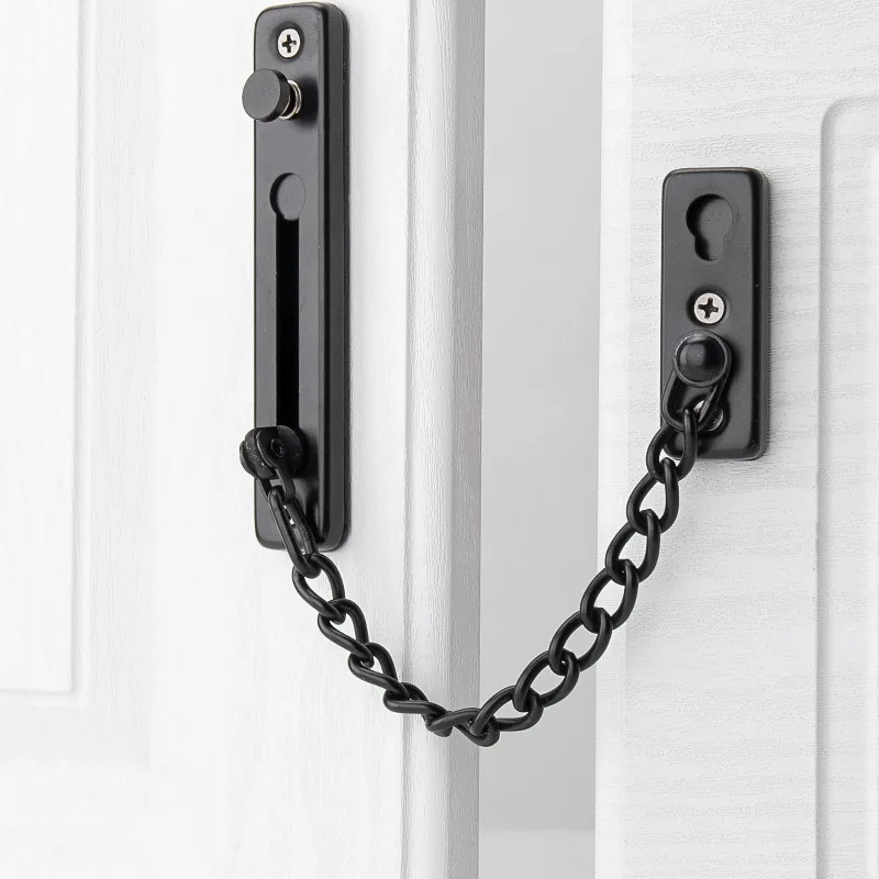 1pc Door Chain Lock Security Chain Guard Spring Anti Theft Press Heavy Duty Polished Latch Screw Guard Accessories