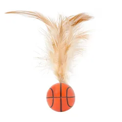 Interactive Cat Play Set: Elastic Rubber Balls & Feather Bites (Dark Khaki)
