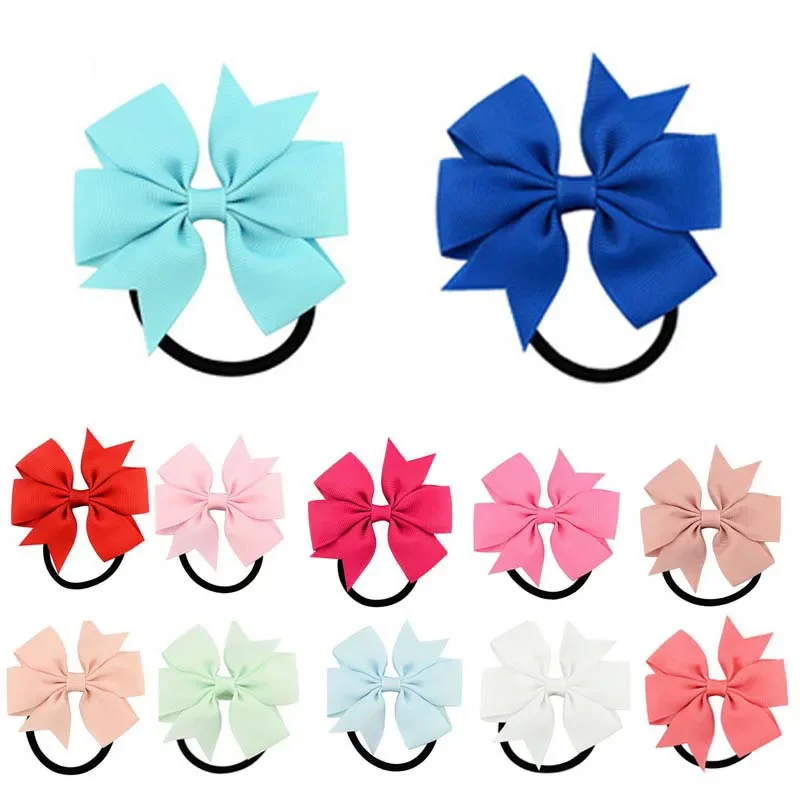 Elastic Hairband with 3 Knot and Floral Ribbon Accents - Handmade Girls' Party Hair Accessory