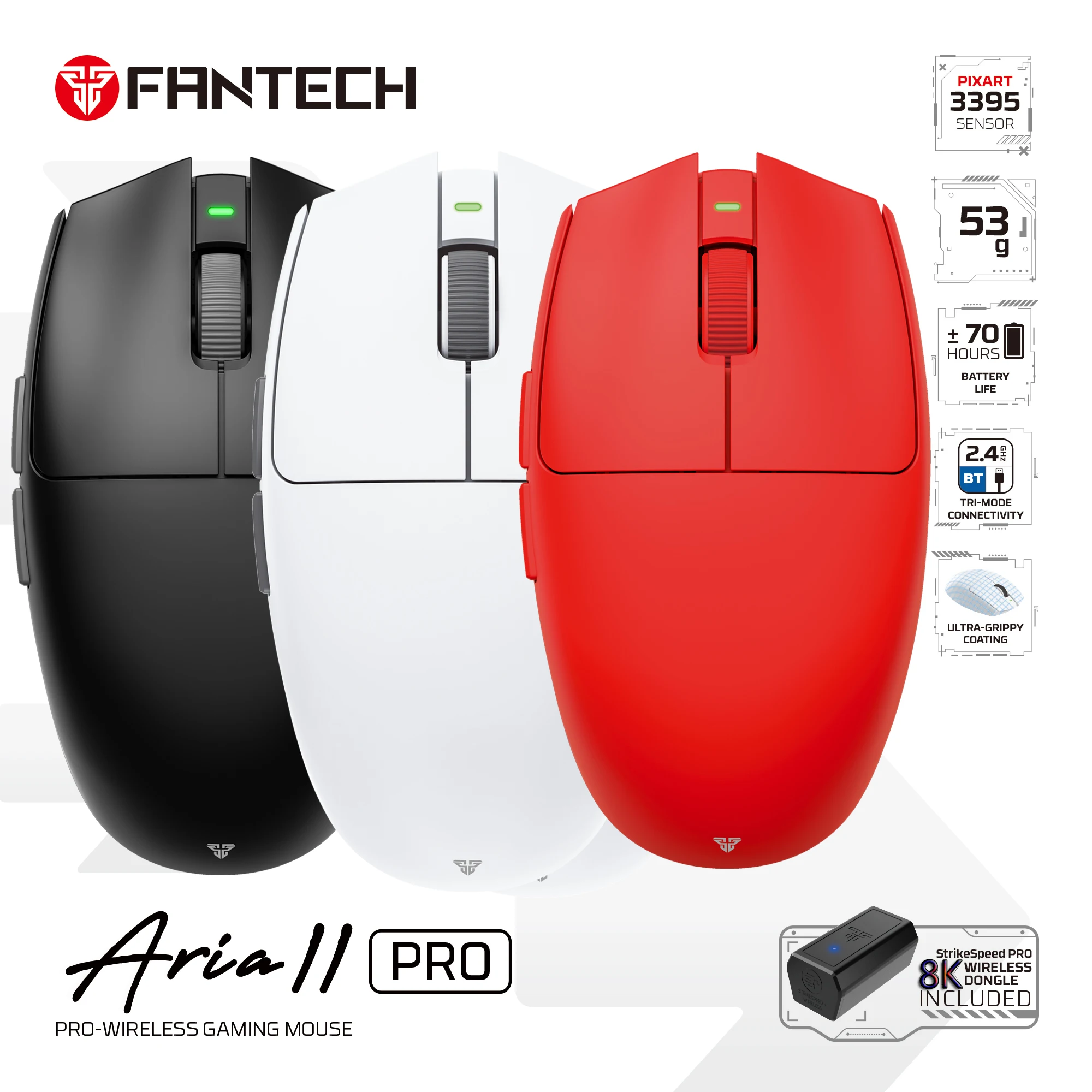FANTECH Aria ll PRO XD7V2 プロフェッショナル超軽量ゲーミングマウス