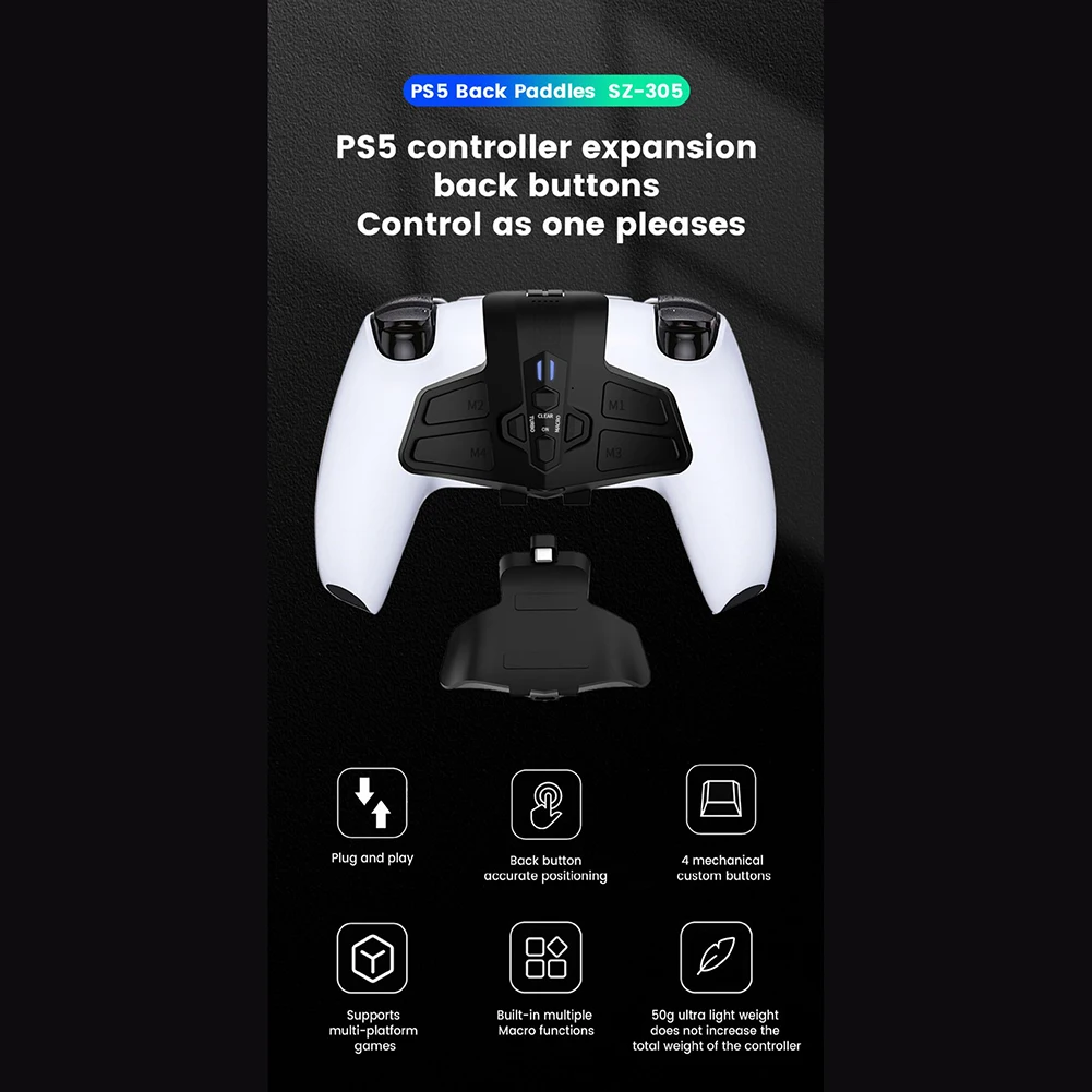 Achterknoppen Bevestiging Back Paddles Remap Kit Met Turbo Functie Plug Play Compatibel Voor Ps5 Game Controller