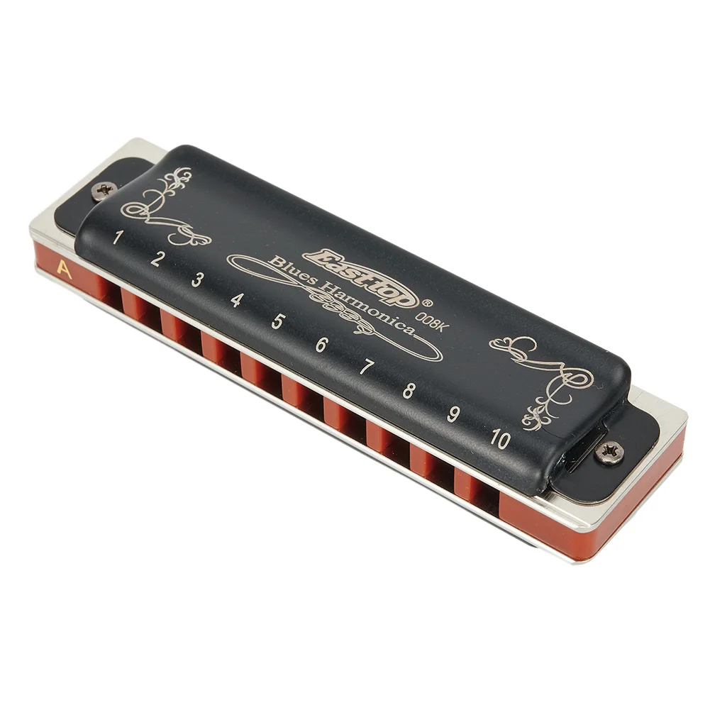 Easttop 10 Holes Harmonica Blues Harp Mouth Organ Professional Key Of A B C D E F G Black T008K Birthday Present Gift With Box