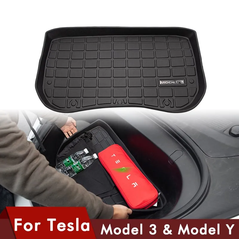 

Front Rear Cargo Mats For Tesla Model 3 Y 2020-2023 TPE Waterproof Wearable Cargo Tray Storage Pads Trunk Mat